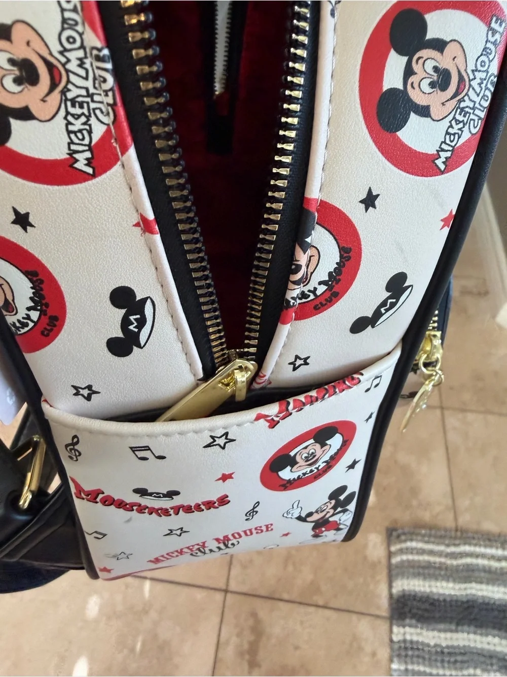 Disney Mickey Mouse Club Mini Backpack - Cream, Black & Red